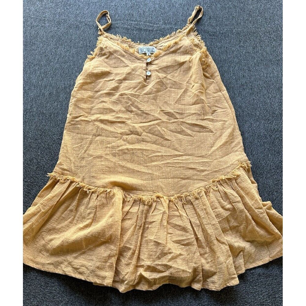 Rowie Dress Womens Small Orange Fringe‎ Spaghetti Strap Lightweight Lined Summer